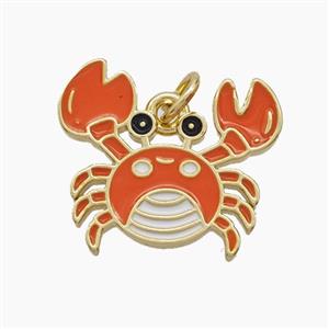 Copper Crab Pendant Red Enamel Gold Plated, approx 16-18mm [FD24566]