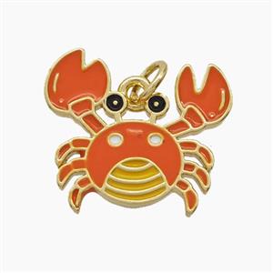 Copper Crab Pendant Red Enamel Gold Plated, approx 16-18mm [FD24567]