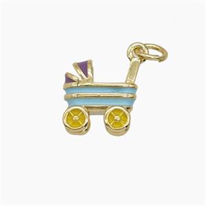 Copper Stroller Pendant Multicolor Enamel Gold Plated, approx 11mm [FD24571]