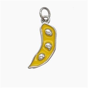 Copper Pea Charms Pendant Yellow Enamel Platinum Plated, approx 6-16mm [FD24575]