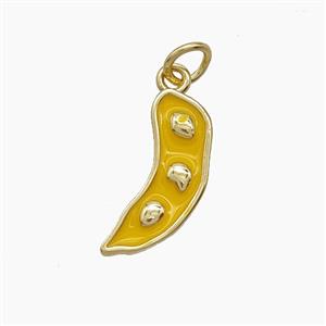 Copper Pea Charms Pendant Yellow Enamel Gold Plated, approx 6-16mm [FD24577]