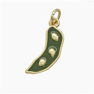 Copper Pea Charms Pendant Green Enamel Gold Plated, approx 6-16mm [FD24578]