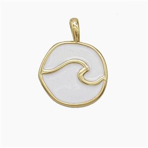Copper Snake Pendant White Enamel Circle Gold Plated, approx 14mm [FD24593]