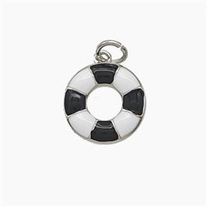 Copper Lifebuoy Pendant Enamel Platinum Plated, approx 13mm [FD24601]