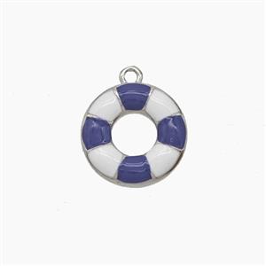 Copper Lifebuoy Pendant Enamel Platinum Plated, approx 13mm [FD24602]