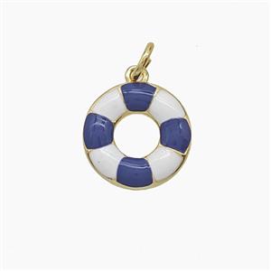 Copper Lifebuoy Pendant Blue Enamel Gold Plated, approx 13mm [FD24605]