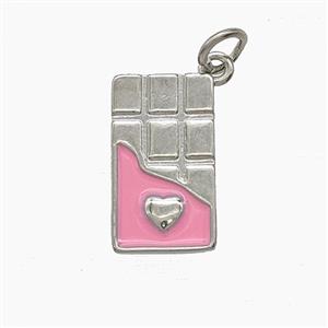 Chocolate Charms Copper Pendant Pink Enamel Platinum Plated, approx 9-16mm [FD24607]