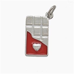 Chocolate Charms Copper Pendant Red Enamel Platinum Plated, approx 9-16mm [FD24608]