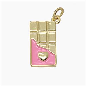 Chocolate Charms Copper Pendant Pink Enamel Gold Plated, approx 9-16mm [FD24609]