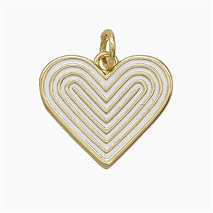 Copper Ribbed Heart Pendant White Enamel Gold Plated, approx 17.5mm [FD24618]