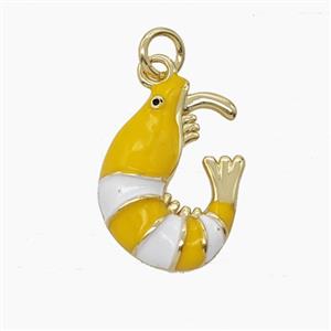 Copper Shrimp Pendant Yellow Enamel Gold Plated, approx 13-18mm [FD24631]
