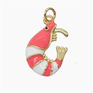 Copper Shrimp Pendant Pink Enamel Gold Plated, approx 13-18mm [FD24632]