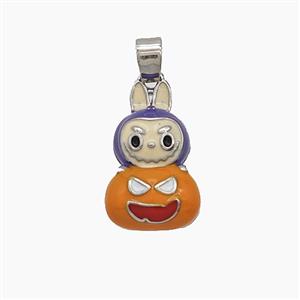 Copper Labubu Halloween Pendant Enamel Platinum Plated, approx 10-16mm [FD24634]