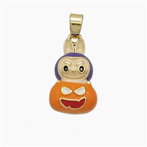 Copper Labubu Halloween Pendant Enamel Gold Plated, approx 10-16mm [FD24635]
