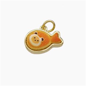 Copper Food Pendant Pave Resin Fish Gold Plated, approx 9-14mm [FD24643]