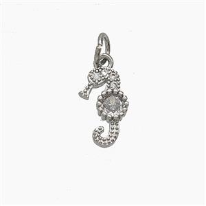 Copper Seahorse Pendant Pave Zirconia Platinum Plated, approx 7-12mm [FD24656]