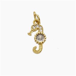 Copper Seahorse Pendant Pave Zirconia Gold Plated, approx 7-12mm [FD24657]