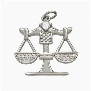 Copper Libra Pendant Pave Zirconia Platinum Plated, approx 19-21mm [FD24663]