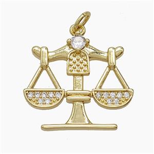 Copper Libra Pendant Pave Zirconia Gold Plated, approx 19-21mm [FD24664]