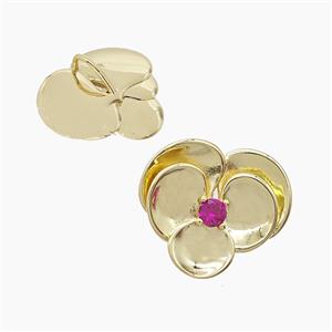 Copper Flower Pendant Pave Zirconia Gold Plated, approx 27mm [FD24670]