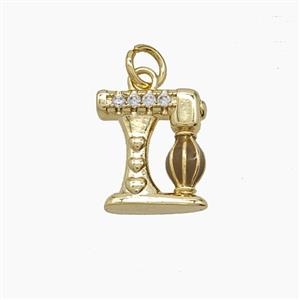 Copper Blend Pendant Pave Zirconia Mixer Enamel Gold Plated, approx 12-13mm [FD24690]
