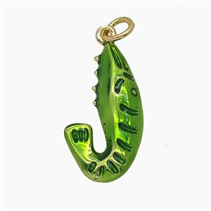 Copper Shrimp Pendant Green Painted Gold Plated, approx 13-21mm [FD24696]
