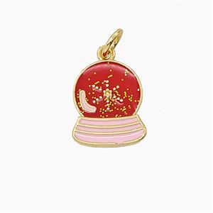 Enamel Copper Pendant Pave Zircon, Gold Plated, approx 10-13mm [FD24700]