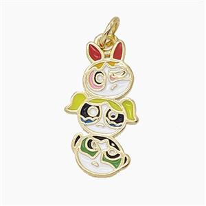 Enamel Copper Pendant Pave Zircon, Gold Plated, approx 10-19mm [FD24701]