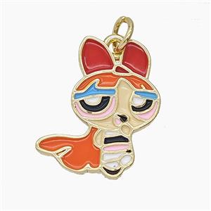 Enamel Copper Pendant Pave Zircon, Gold Plated, approx 16-19mm [FD24703]