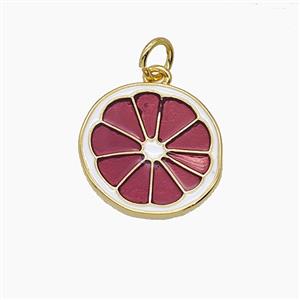 Lemon Slice Charms Copper Pendant Violet Enamel Gold Plated, approx 15-16mm [FD24716]