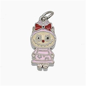 Copper Girls Pendant Enamel Cartoon Platinum Plated, approx 8.5-17mm [FD24722]