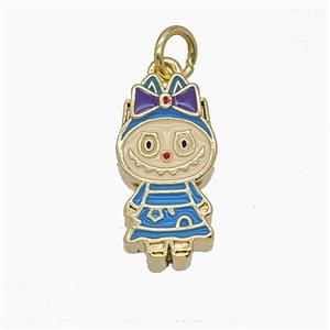 Copper Girls Pendant Enamel Cartoon Gold Plated, approx 8.5-17mm [FD24723]