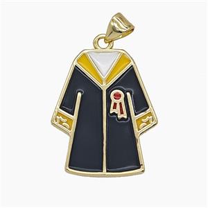 Graduate Gown Charms Copper Pendant Enamel Gold Plated, approx 19-24mm [FD24735]