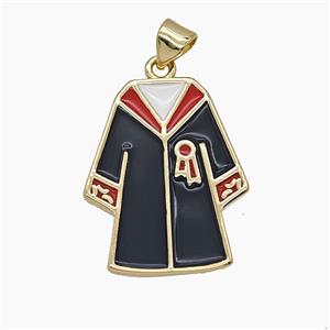 Graduation Gown Charms Copper Pendant Enamel Gold Plated, approx 19-24mm [FD24736]