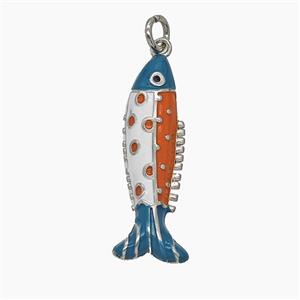 Copper Fish Pendant Enamel Platinum Plated, approx 8-27mm [FD24737]