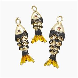 Copper Fish Pendant Enamel Gold Plated, approx 7-22mm [FD24740-22MM]