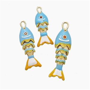 Copper Fish Pendant Enamel Gold Plated, approx 7-22mm [FD24741-22MM]