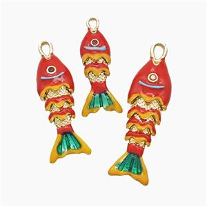 Copper Fish Pendant Enamel Gold Plated, approx 10-40mm [FD24744-40MM]