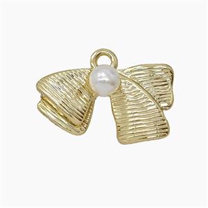 Copper Bowknot Pendnat Pave Resin Gold Plated, approx 10-18mm [FD24760]