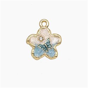 Copper Flower Pendant Enamel Gold Plated, approx 13mm [FD24764]