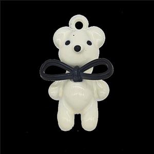 Copper Bear Pendant White Enamel, approx 11-18.5mm [FD24767]