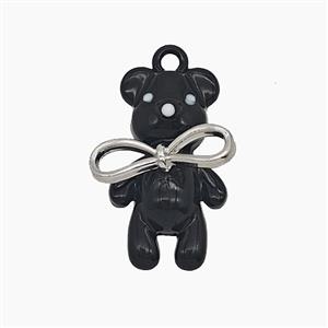 Copper Bear Pendant Black Enamel, approx 11-18.5mm [FD24768]
