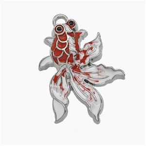 Copper Fish Pendant Enamel Platinum Plated, approx 19-24mm [FD24769]