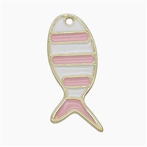 Copper Fish Pendant Pink Enamel Gold Plated, approx 11.5-28mm [FD24775]