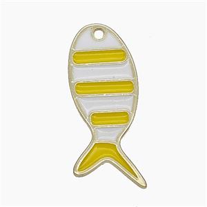 Copper Fish Pendant Yellow Enamel Gold Plated, approx 11.5-28mm [FD24776]