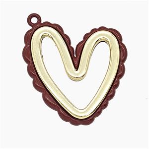 Copper Heart Pendant Enamel Gold Plated, approx 24-25mm [FD24789]