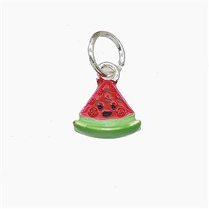 Watermelon Slice Charms Alloy Pendant Enamel Platinum Plated, approx 10mm [FD24806]
