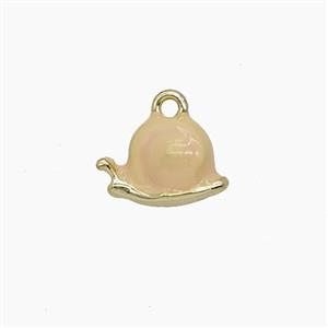 Snails Charms Copper Pendant Khaki Enamel Gold Plated, approx 8-11mm [FD24820]