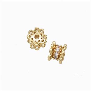 Copper Bead Pave Zircon, Gold Plated, approx 6mm [FD24877]