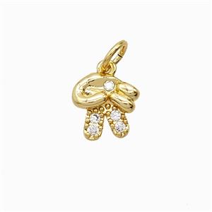 Hand Sign For Victory Copper Pendant Pave Zirconia Gold Plated, approx 9mm [FD24905]